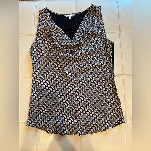CAbi Black and Cream Patterned Blouse